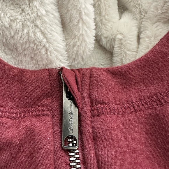 Eddie Bauer Jacket Women’s Size S Redish Sherpa Faux Fur Lined Hooded Full Zip - Picture 5 of 7